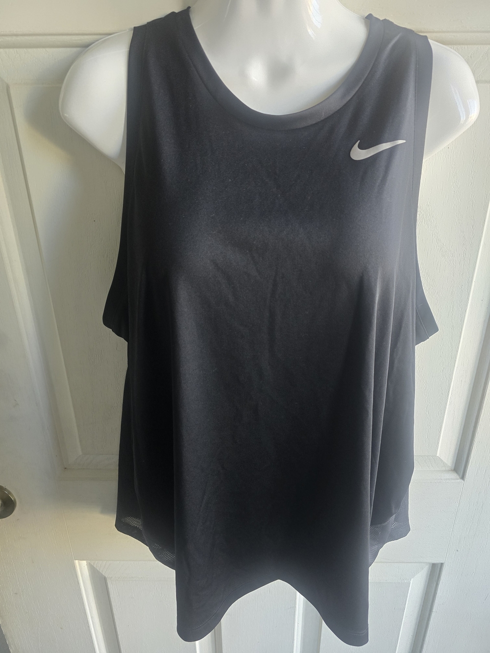 Nike Girls Black Athletic Tank with White Swoosh